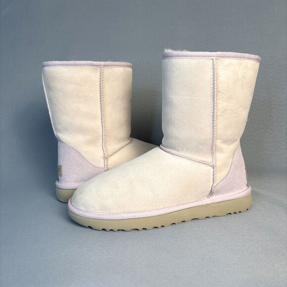 New Womens UGG Boots Sz 9 Classic Short Pink Shell Seashell Suede Wool Sold Out - Picture 1 of 16